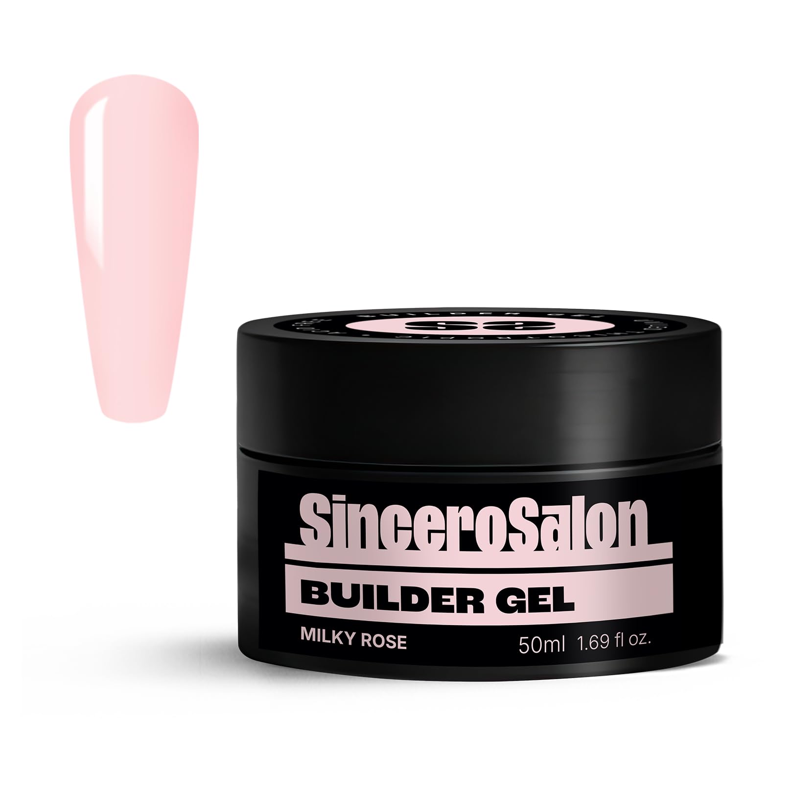 Sincero Salon Solid Builder Gel for Nails - Milky Rose - Hard Gel Builder for Extension - Nail Repair and Strengthener - LED UV Builder Gel for Nails - Use with Nail Forms - Nail Hardener Gel 50ml — image 1