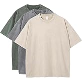 3 Pcs Men's Oversized Cotton Summer T-Shirts - Vintage Baggy Tee Loose Fit Short Sleeve T-Shirts Casual Streetwear