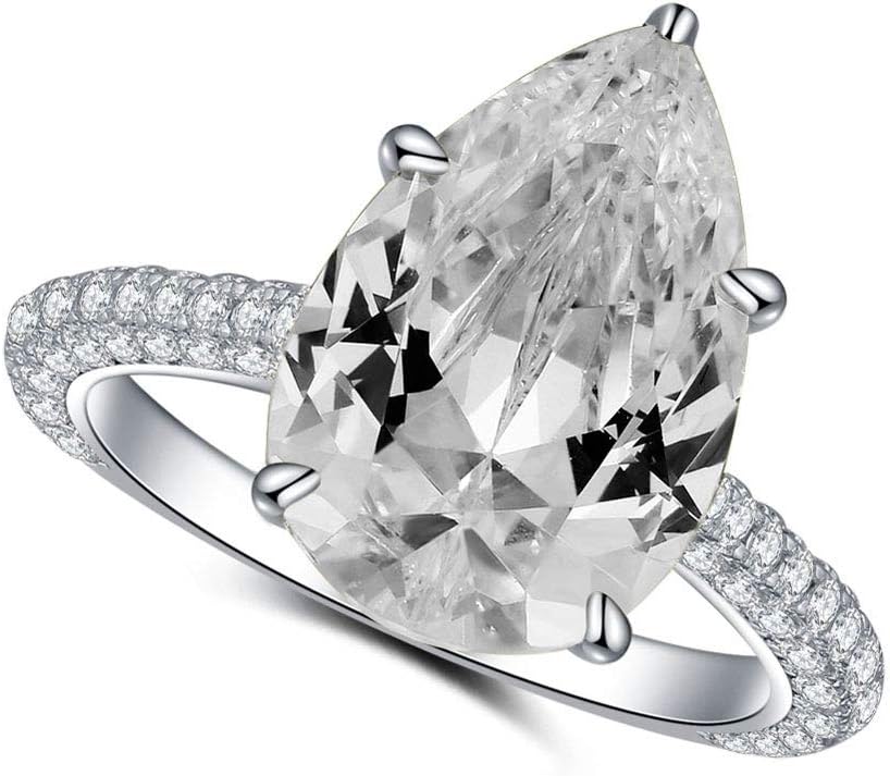 Anillos de compromiso solitario en forma de pera con circonita cúbica ...