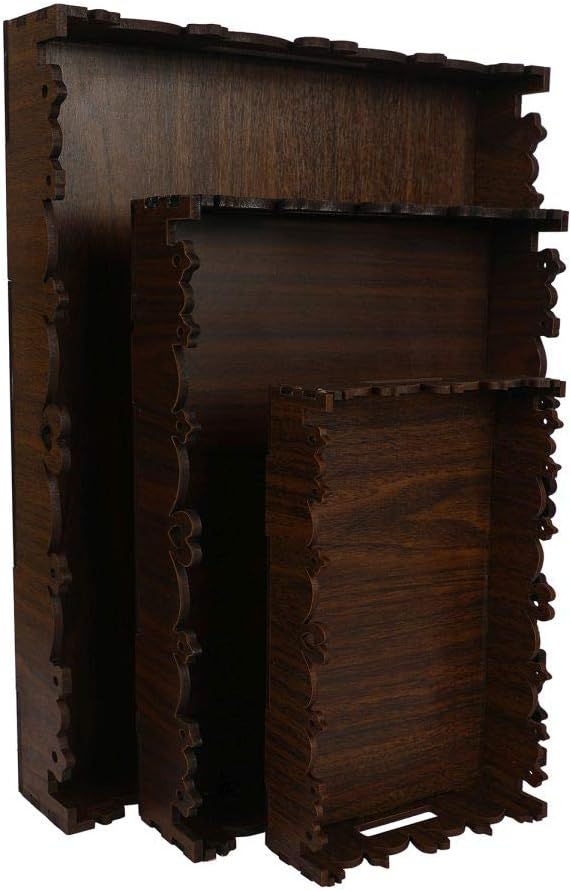 Craftghar Strong Wood Finish Look MDF Serving Tray Set of 3 | Ideal to Serve Breakfast, Tea, Coffee, Milk, Snacks & Water
