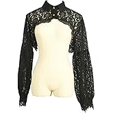 GRAJTCIN Women's Detachable Dickey Collar Long Sleeves Lace Blouse Fake Collar Half Shirt