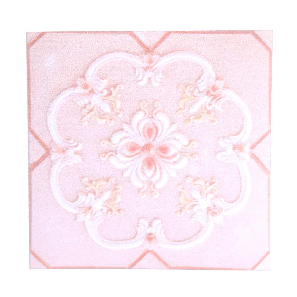 Pack of 10 Self-Adhesive Square Tiles PVC Diagonal Tile Floor Wall Stickers Vintage Bathroom 3D Home Kitchen Decor 12 cm x 12 cm (#04)