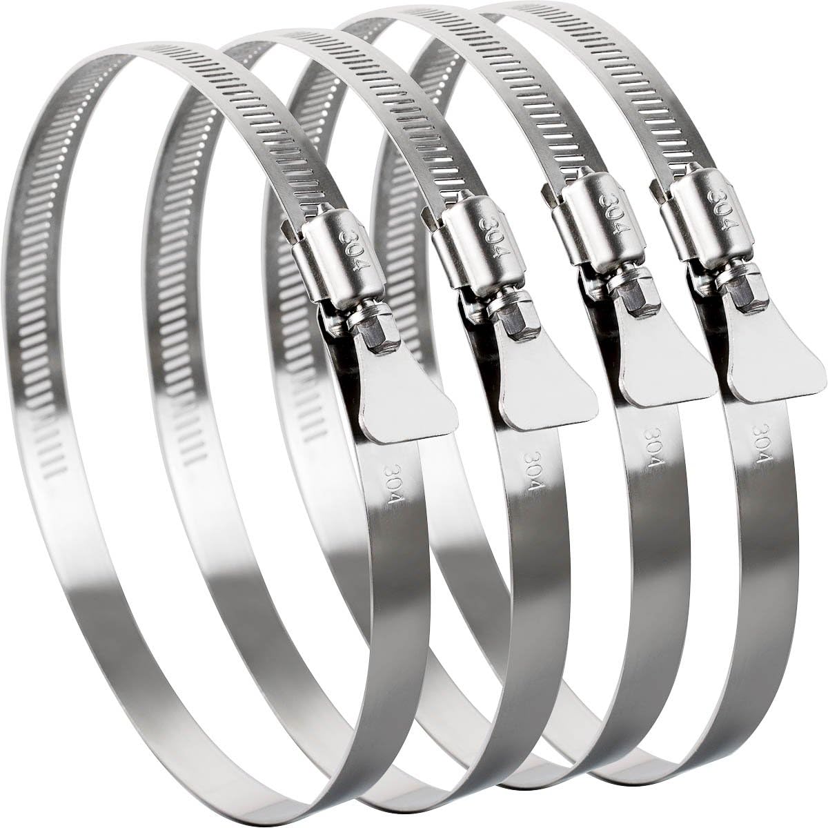 YoiYee 91-114mm Hose Clamp, 304 Stainless Steel Adjustable Pipe Clip with Thumbscrew, Butterfly Type Metal Worm Drive Ducting Strap for Securing Gas/Fuel Line, Pack of 4