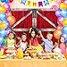 Barn Door Props, Fabric Red and White Wood Sign Backdrop Barn Door Photo Booth Barn Door Background for Barnyard Party Decorations, 63 x 52.4 Inch