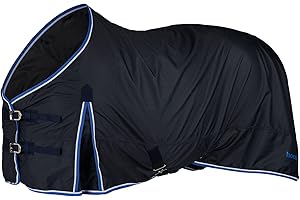 HORZE Glasgow Lightweight Waterproof Horse Turnout Blanket (100g Fill) - Dark Blue - 72 in