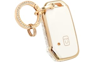 OFFCURVE for Kia Key Fob Cover with Keychain Special Key Fob Case Cover Holder for Kia Kia Rio Optima Soul Sportage Sorento Carens Accessories Smart Keyless Remote Key Protector, White