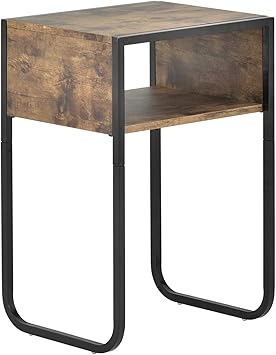 Amazon Com Mygift Burnt Wood Matte Black Metal Nightstand End Table Furniture Decor
