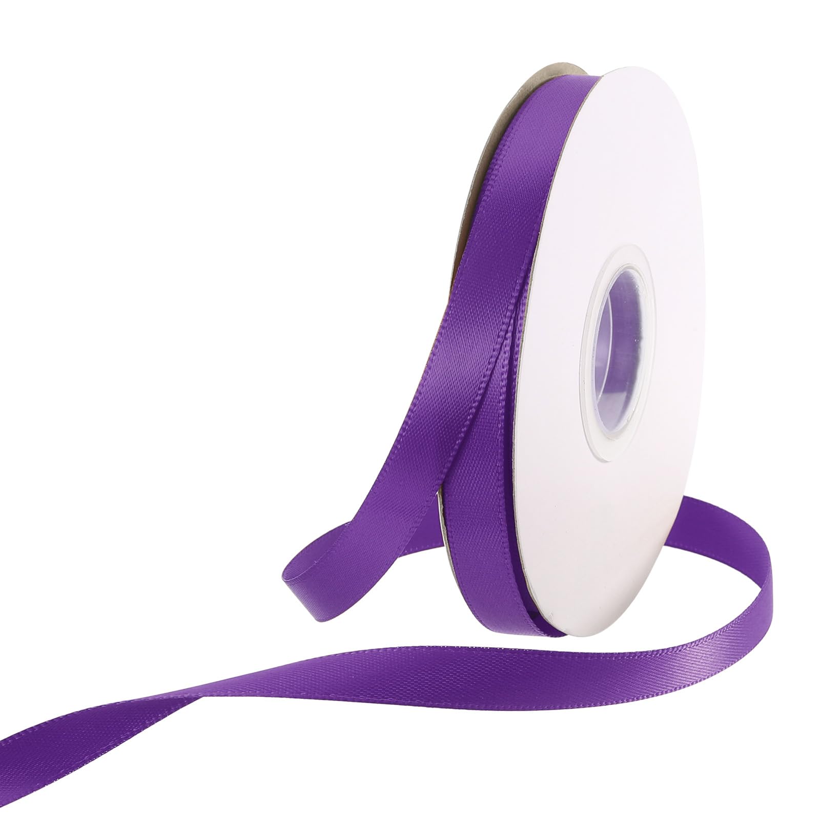 Rebower 10mm Satin Ribbon 91m Thick Double Face Grosgrain Silk Ribbon, [for Gift Wrapping, Hair Bows, Wedding, Cake, Flower] - 100 Yard/300ft/ Dark Purple