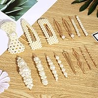 15Pcs Pearl Hair Clip for Women Kids, Pearl Hairpins Artificial Pearl Barrettes, Women Fashion Hair Accessories for Party,Wedding,Banquet and Daily Wearing