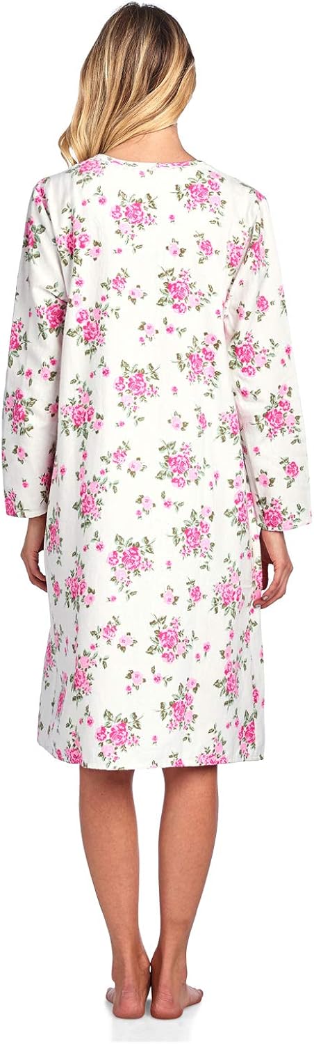 Casual Nights Women's Flannel Floral Long Sleeve Nightgown at  Women’s Clothing store