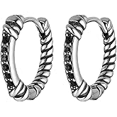 HZMAN Punk Retro Stainless Steel Hoop Earrings for Women Men Gothic Round Geometry Rock Statement Ear Jewelry Gifts Earrings