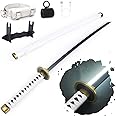RENGENG Light Up Zoro Sword, 40 Inches Rechargeable Pre-Assembled Plastic Replica Anime Sword with Belt & Stand & Spinner