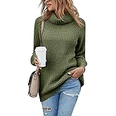 Women's Turtleneck Sweaters Oversized Lightweight Long Sleeve Pullover Loose Chunky Knit Jumper Tops