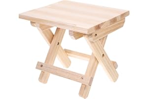 INOOMP Solid Wood Low Stool Non-Skid Folded Square Home Step Stool and Adults, Portable Wooden Shoe