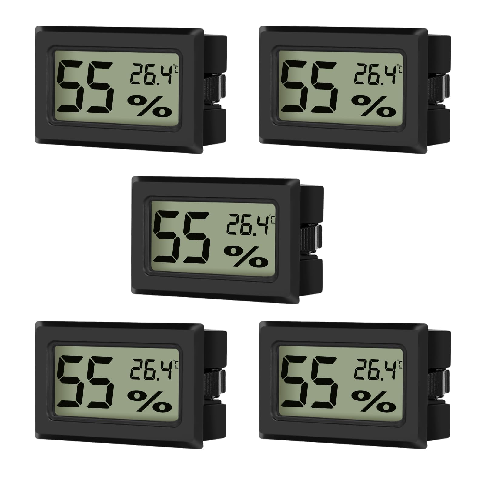 EEEKit Digital Hygrometer Thermometer, 5-Pack Temperature Humidity Meter Gauge, Indoor Mini Hydrometer for Greenhouse, Black
