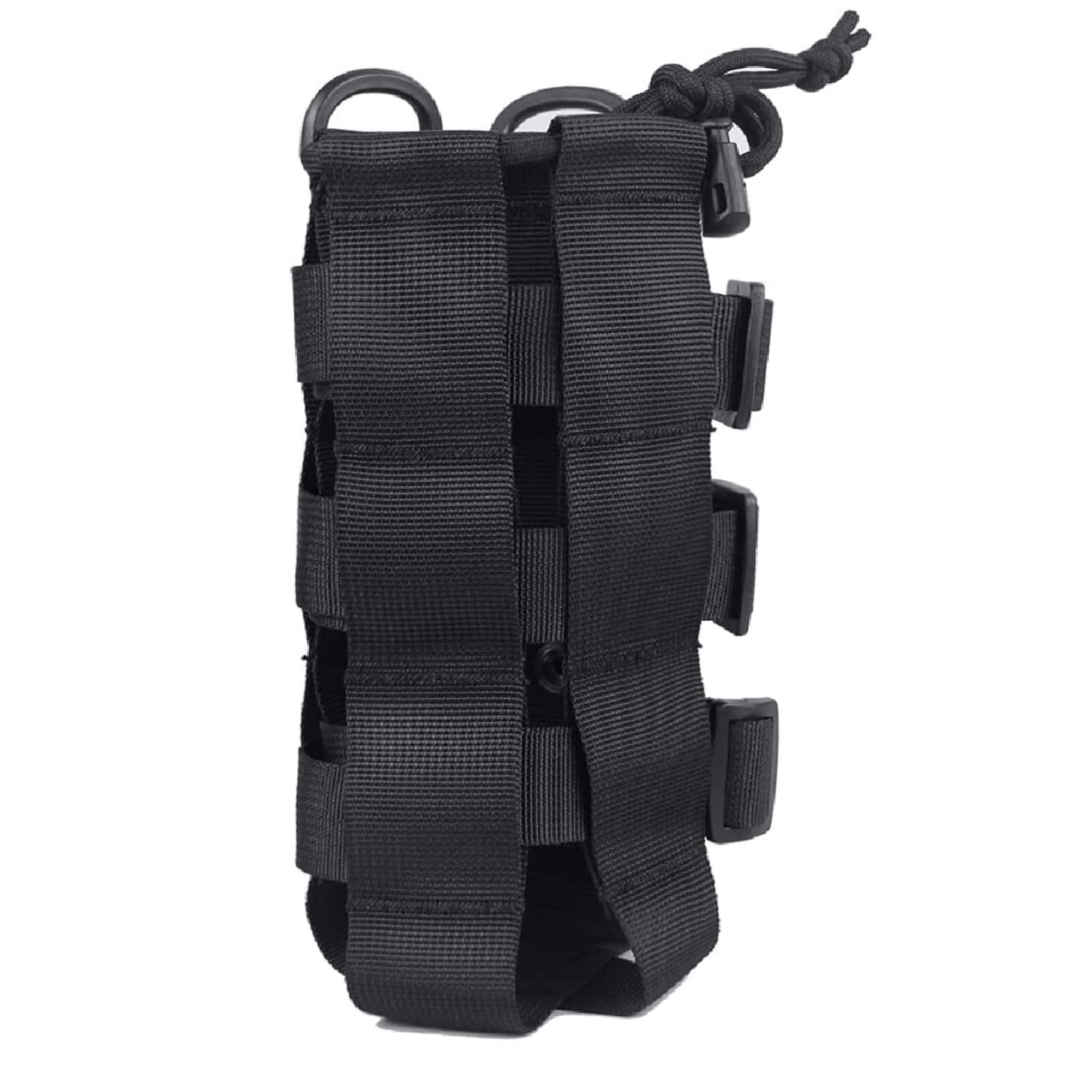 Azarxis Tactical Water Bottle Pouch, Molle Bottle Holder Holster Hydration Carrier Bag with Adjustable Drawstring Open Top for Military Vest Backpack Outdoor Cycling Hiking Camping Running (Black)