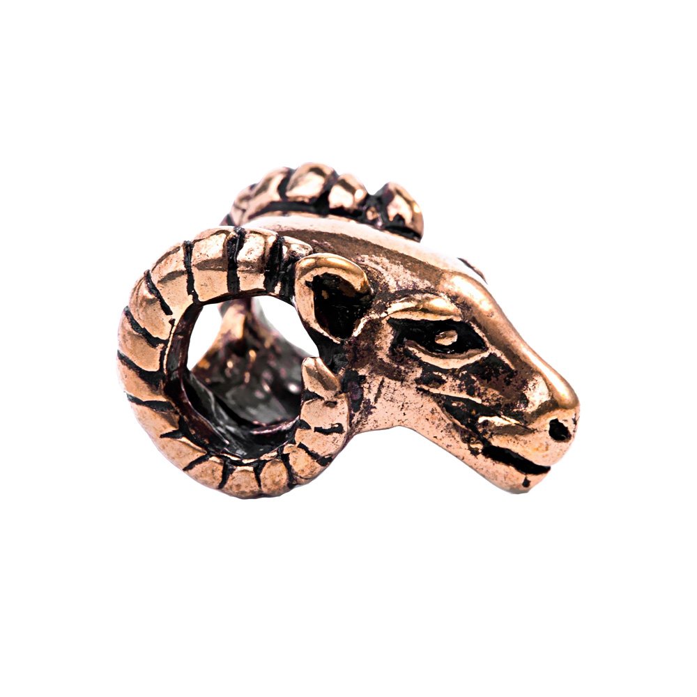 NKlaus Hair Beard Bead MERLIN Ram's Head Medieval Jewellery Bronze 7686