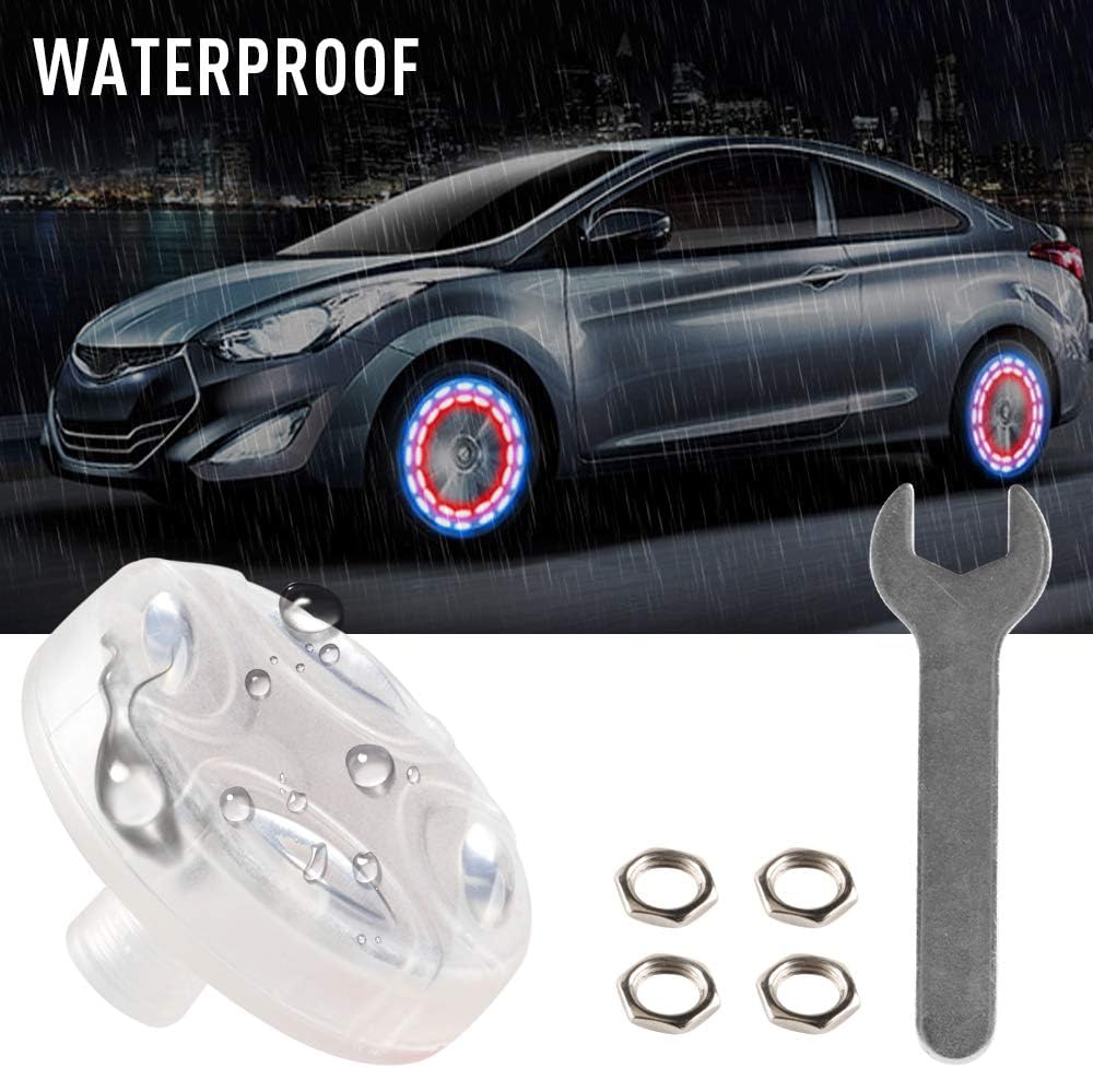 KaiDengZhe Solar Car Tire Wheel Lights LED Car Wheel Tire Air Valve Cap Light with Motion Sensors Flashing Colorful LED Gas Nozzle Cap Tire Light Use for Car Motorcycles Bicycles （Pack of 4）: Automotive