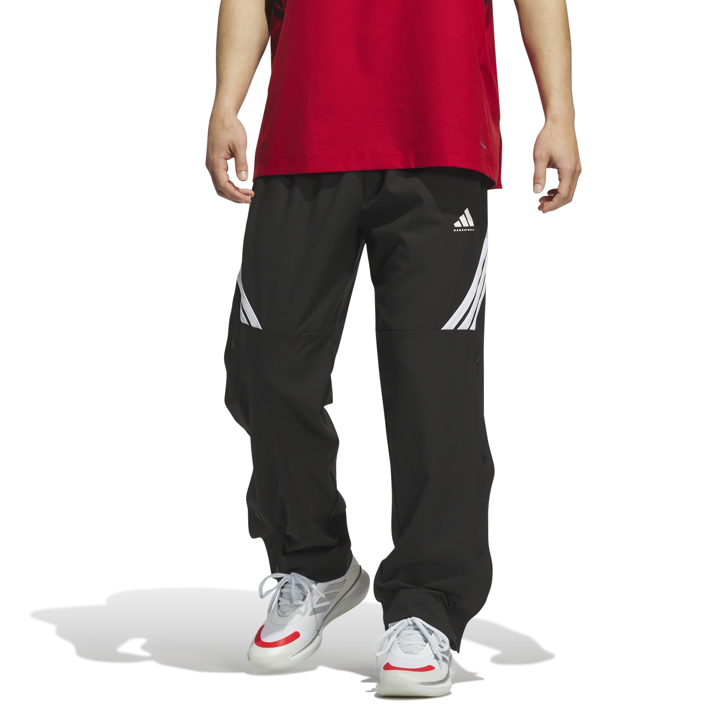 adidas Men’s CrazyLite Woven Basketball Pants, Black/White, Medium/Tall