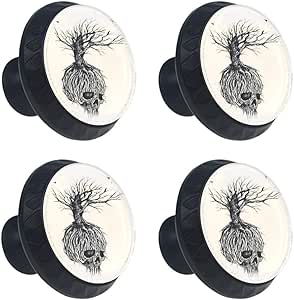 Cristal Calavera fantástica Raíces de árbol negro Tirador de cajón