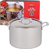 Camerons 16 Quart Stock Pot with Lid - Tri-ply 18/10 Professional Grade Induction Ready Stainless Steel Sauce Pot w/Handles - Stick Resistant Interior- Great for Cooking Christmas Dinner & Xmas Gift