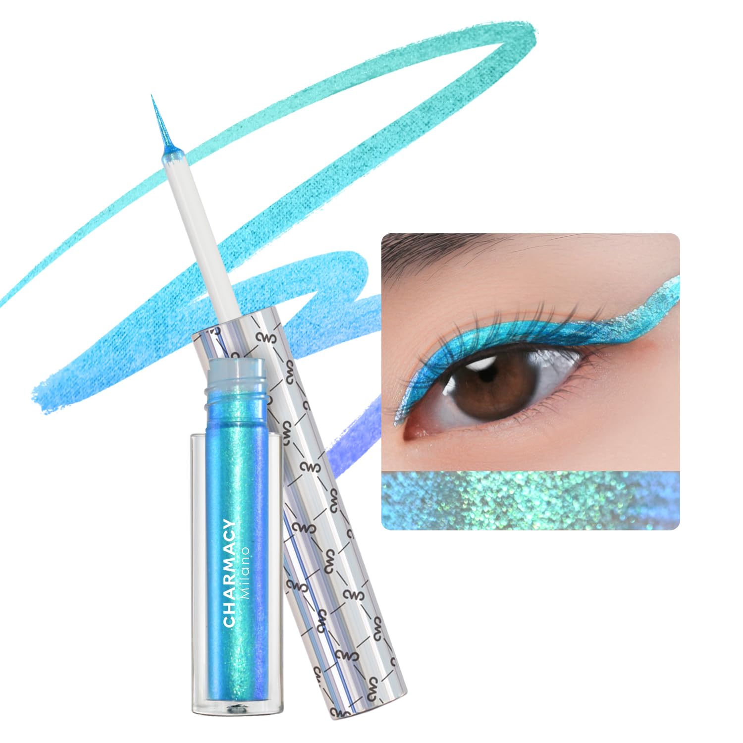 CHARMACY Chameleon Liquid Glitter Eyeliner, Highly Pigmented, Metallic Intense MultiColor Shifting waterproof Eyeliner, Ultra-Fine Tip, Longwearing, Smudge-proof (#301)