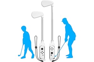 NANANINO Golf Clubs for Nintendo Switch Mario Golf Super Rush 2021, Adjustable Handle Grip Compatible with Mario Golf Switch - White