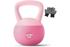 LAVVON Soft Kettlebell - Cushioned Impact-Resistant Base and Anti-Slip, Kettle bell Anti-Slip Grip Weight for Home Workouts, Safe Strength Training Kettlebells Sets for Women & Men, With Non-slip Gloves