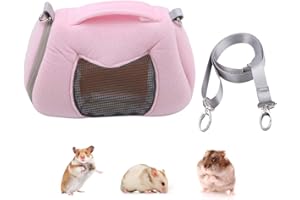 WONTEE Hamster Carrier Bag Portable Outdoor Travel Handbag with Adjustable Single Shoulder Strap for Hamster Small Pets (Pink)