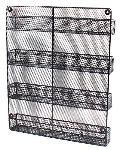ESYLIFE 4 Tier Large Wall Mounted Wire Spice Rack Organizer, Black