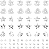 DaKuan 15 Pairs Plastic Earrings - 5 Styles, Soft Rubber Back, Sensitive Ears, Clear