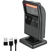 OBZ Bluetooth Wireless Barcode Scanner,Desktop Hands-Free Bar Code Scanner | Wireless/Bluetooth/USB Wired Connection,2600mAh Battery,1D 2D QR Scanning,Compatible with Windows,Mac,and Linu