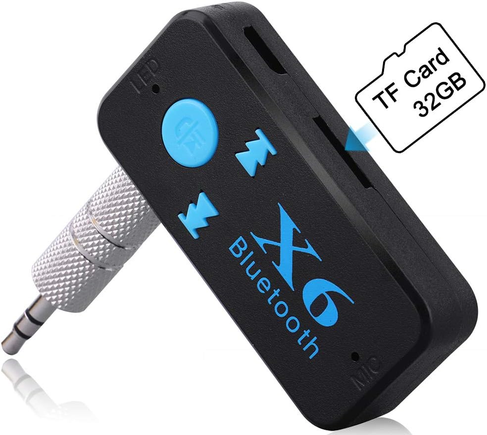 Bluetooth Receiver,Areson Portable Bluetooth 4.1 Car Aux Adapter Receiver Supports TF Card&Hands-Free Calling Wireless Car Kits 3.5mm Music Adapter for Home/Car Audio Stereo System