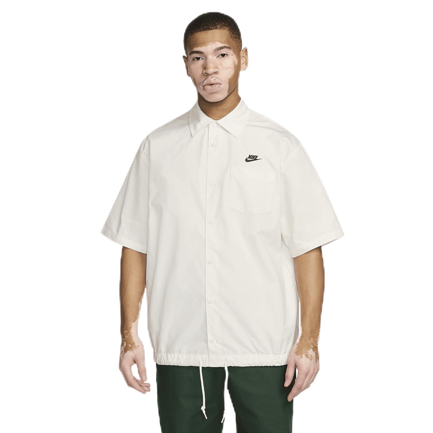 Photo 1 of Nike Club Men's Short-Sleeve Oxford Button-Up Shirt (Sail/Black, FN3902-133) Size Medium