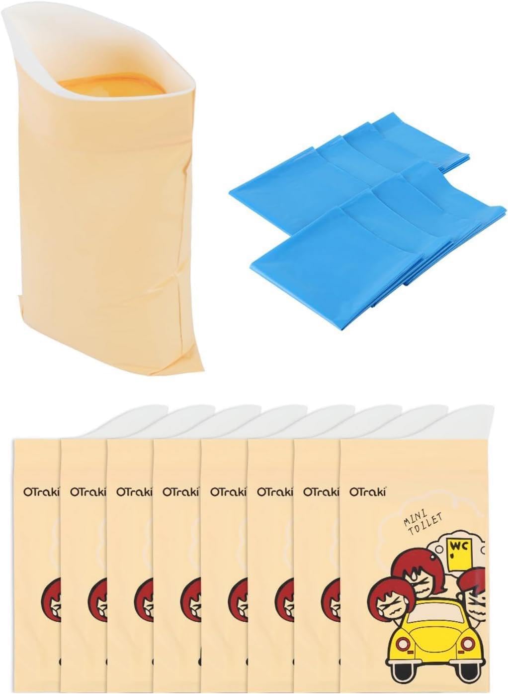 OTraki Disposable Urine Bag for Travel, 8+8 Pcs Portable Urinal for Men Gel Urine Bags Vomit Bags, Travel Urinals for Camping, Traffic Jam, Pee Bags for Men Women Pregnant Patient (600ml)