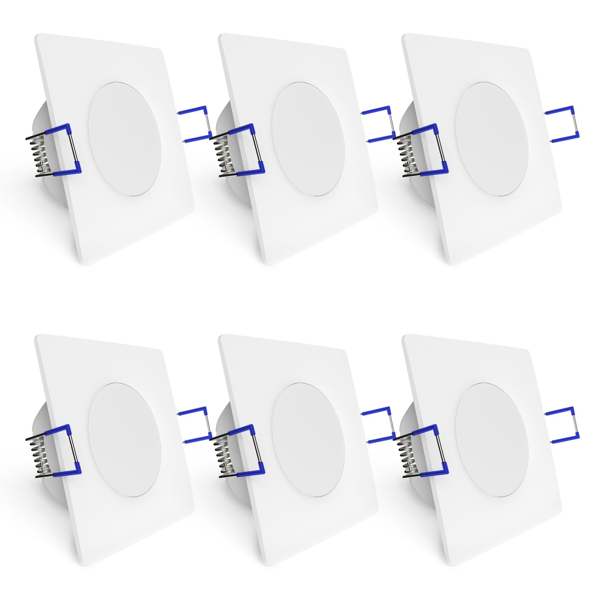 linovum® Weevo Set of 6 Recessed Spotlights LED Bathroom Square 3.5 W Warm White 230 V IP44 Ceiling Light Extra Flat Installation 29 mm