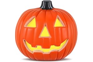 RQPQBO Halloween Pumpkin Lights Jack O Lantern Pumpkin Decor Light Up Pumpkin Vintage Decorations Plastic Pumpkin Statue Halloween Lantern Table Decor for Home Office Party Decoration (A)