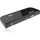 Wavlink Universal Docking Station USB 3.0 Dock with Dual Video Display Outputs HDMI/DVI/VGA up to 2048 x 1152, Gigabit Ethern