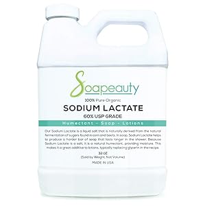 SODIUM LACTATE for Soap Making & Lotions | Organic 60% USP Pure Natural Preservative | Harder Bar of Soap, Bigger Yield, Faster Cure Time, Provides Moisture | Sizes 2 OZ to 1 GALLON | 32 OZ