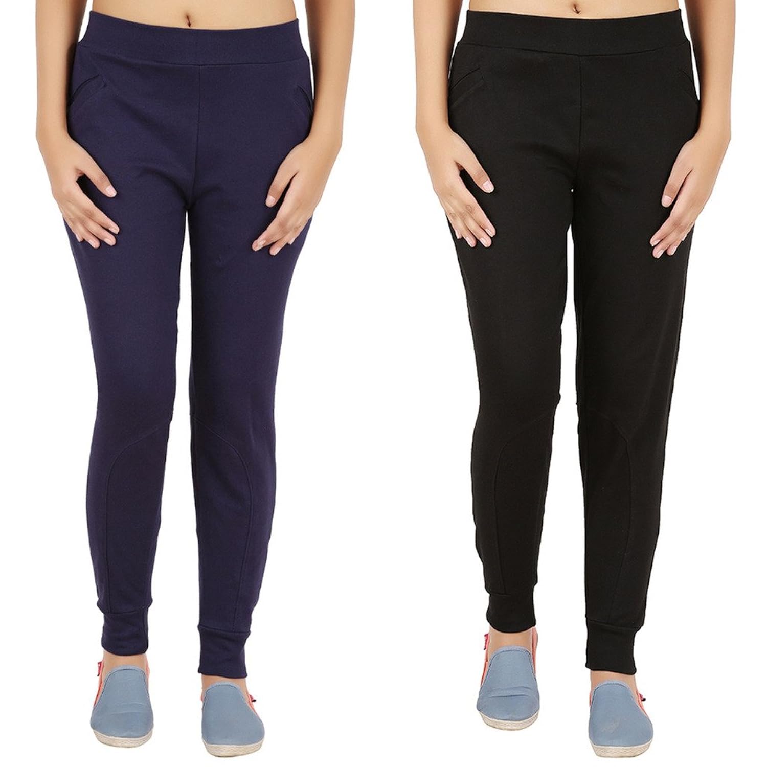 notyetbyus women's black and grey melange joggers strechable pant pack of 2