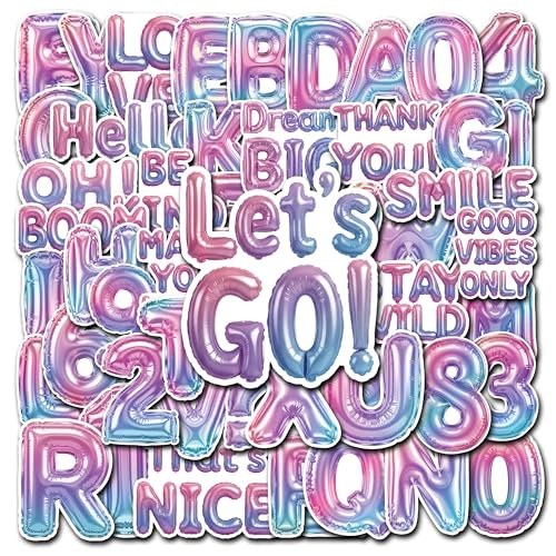 HIZILY Balloon Letter Stickers Cute Alphabet Vinyl