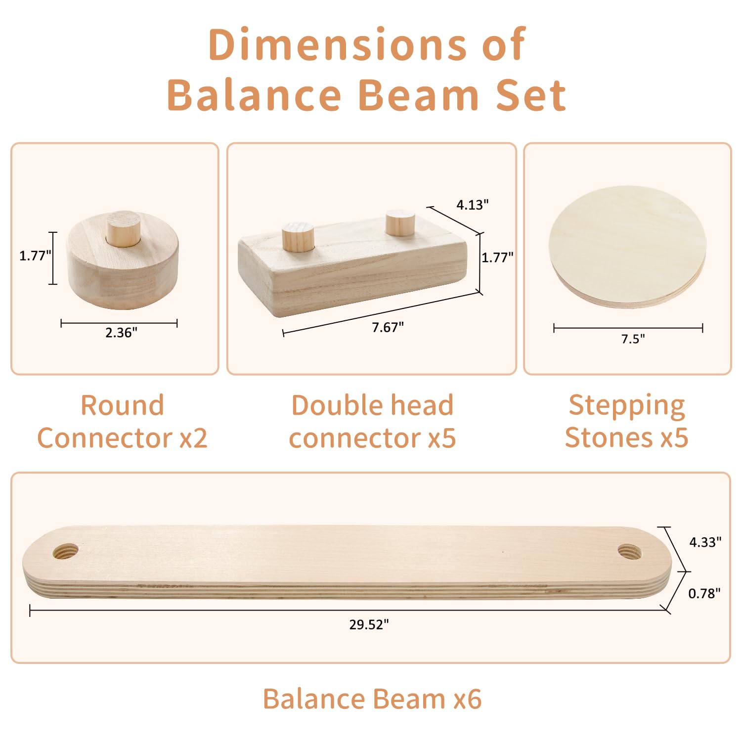 Avrsol Kids Balance Beam Wooden Stepping Stones Montessori Furniture Balance Board For Toddlers Kids Play Gym