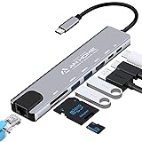 AnHome USB C Hub Ethernet HDMI 4K Adapter, 8-in-1