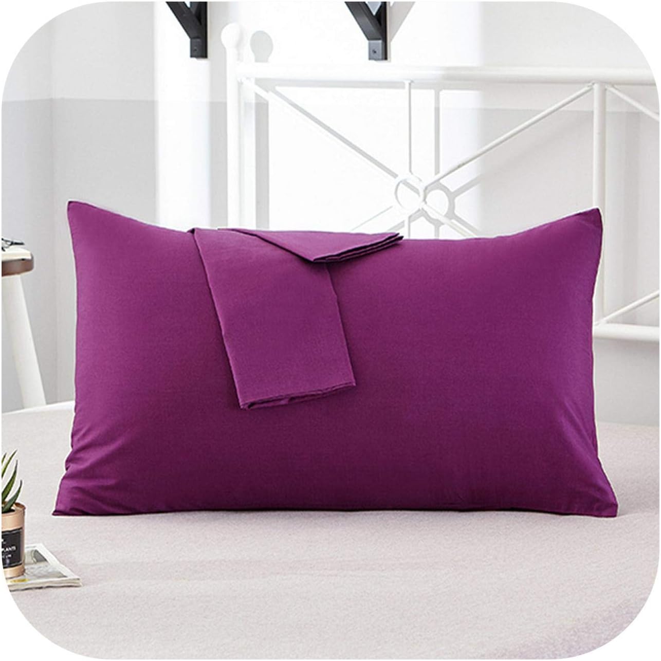 2 Piece Cotton 600TC Hotel Pillowcase 18 Solid Color Pillow