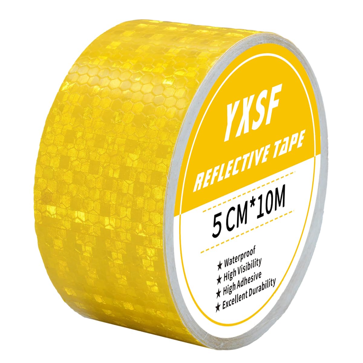 YXSF Yellow Reflective Safety Tape,5 CM×10 M Reflector Tape Strips,high Viscosity Waterproof Reflective Tape for Vehicles Trucks,Trailer,Bikes Cars Ships Motorcycles Outdoor…
