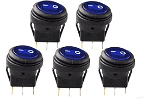 Gorilley 5 pcs 12V 20A Waterproof Round On/Off Rocker Switch Car Auto Boat SPST