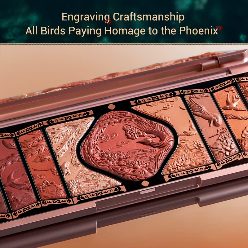 FLORASIS Floral Engraving Phoenix Makeup Palette Makeup Long Lasting Blendable Natural Eyeshadow Palette for Women (02 Retro Brown)