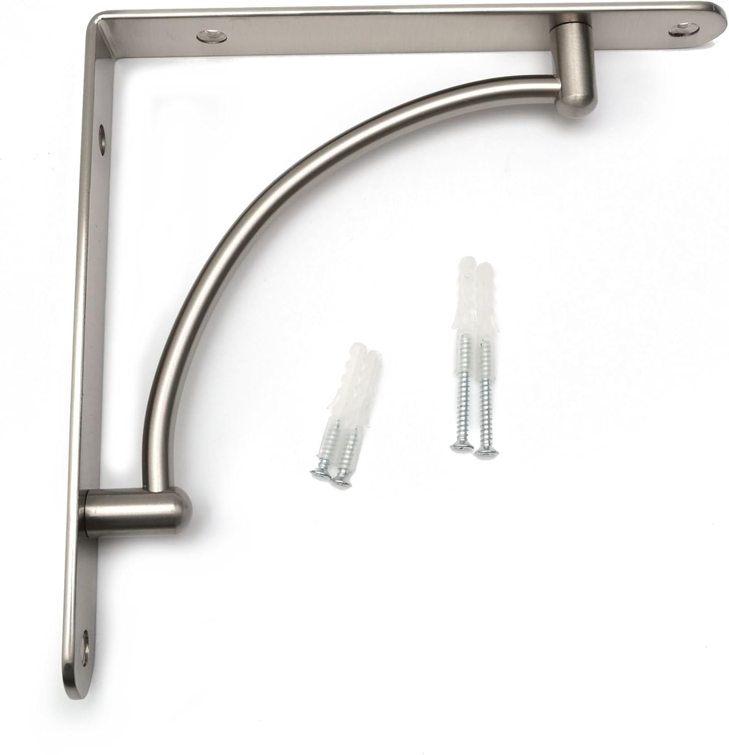 Pair Brushed Chrome Fixed Shelf Brackets Supports with Fixings 220mm - Image 4