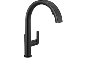 Delta Faucet Keele Kitchen Faucet with Pull Down Sprayer, Matte Black Kitchen Sink Faucet, Modern Kitchen Faucet, Kitchen Faucet with Sprayer, Single Hole Kitchen Faucet, Matte Black 19824LF-BL