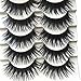 Polytree 5 Pairs Black Long Thick Eyelashes Fake Cross Makeup Eye Lash Extension